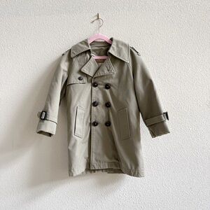 Vintage London Fog Kids Trench Coat Tan Plaid Lined Jacket Size 4-6